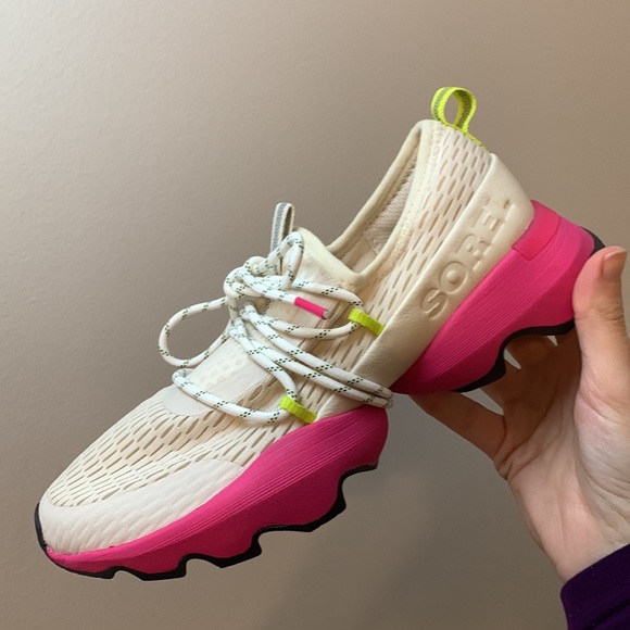 Sorel Pink, Beige, and Neon Yellow Shoes - Picture 13 of 15
